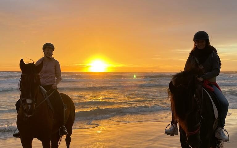 Reiten auf Mallorca - Sonnenuntergang mit Pferden